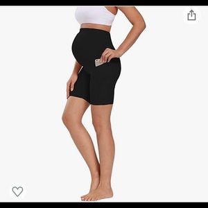 Black Maternity Bike Shorts with Pockets